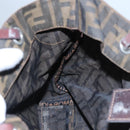 FENDI Zucca Canvas Hand Bag Brown Black Silver Auth EC490-20