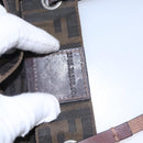 FENDI Zucca Canvas Hand Bag Brown Black Silver Auth EC490-12