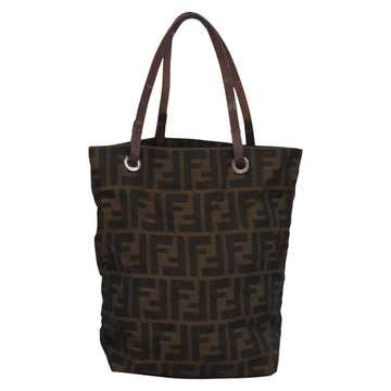 FENDI Zucca Canvas Hand Bag Brown Black Silver Auth EC490 - 0
