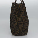 FENDI Zucca Canvas Hand Bag Brown Black Silver Auth EC490-3