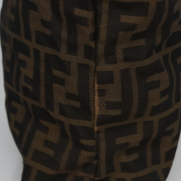 FENDI Zucca Canvas Hand Bag Brown Black Silver Auth EC490