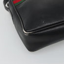 GUCCI Web Sherry Line Shoulder Bag Leather Black Red Green Auth EC493-12