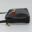 GUCCI Web Sherry Line Shoulder Bag Leather Black Red Green Auth EC493-5