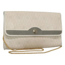 Christian Dior Honeycomb Canvas Chain Shoulder Bag PVC Leather White Auth EC494-1