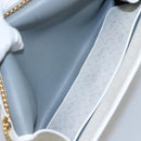 Christian Dior Honeycomb Canvas Chain Shoulder Bag PVC Leather White Auth EC494-12