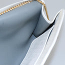 Christian Dior Honeycomb Canvas Chain Shoulder Bag PVC Leather White Auth EC494-17