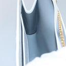 Christian Dior Honeycomb Canvas Chain Shoulder Bag PVC Leather White Auth EC494-18