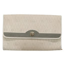 Christian Dior Honeycomb Canvas Chain Shoulder Bag PVC Leather White Auth EC494-2