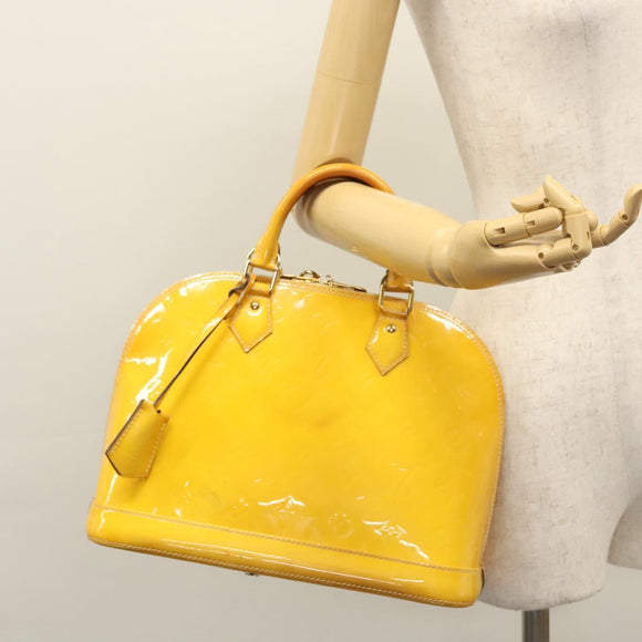 LOUIS VUITTON Monogram Vernis Alma PM Hand Bag Citrin M90101 LV Auth EC497