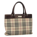 BURBERRY Nova Check Hand Bag Canvas Beige Auth EC510-1