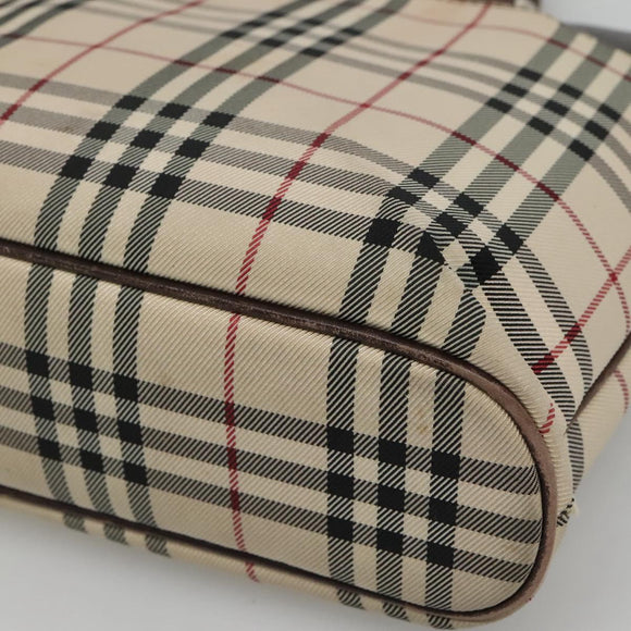 BURBERRY Nova Check Hand Bag Canvas Beige Auth EC510
