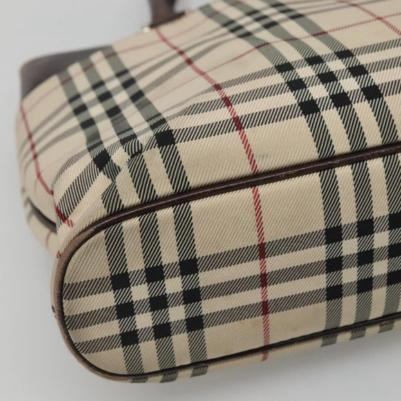 BURBERRY Nova Check Hand Bag Canvas Beige Auth EC510