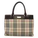 BURBERRY Nova Check Hand Bag Canvas Beige Auth EC510-13