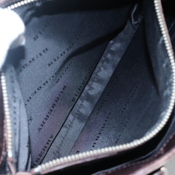 BURBERRY Nova Check Hand Bag Canvas Beige Auth EC510