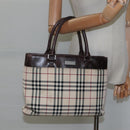 BURBERRY Nova Check Hand Bag Canvas Beige Auth EC510-23