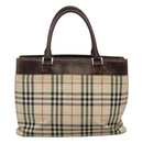 BURBERRY Nova Check Hand Bag Canvas Beige Auth EC510-2