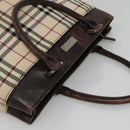 BURBERRY Nova Check Hand Bag Canvas Beige Auth EC510-6