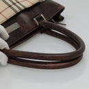 BURBERRY Nova Check Hand Bag Canvas Beige Auth EC510-7