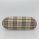 BURBERRY Nova Check Hand Bag Canvas Beige Auth EC510-5