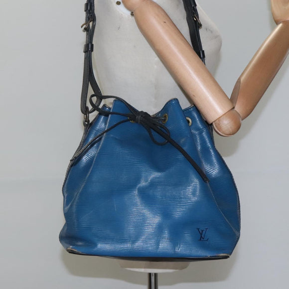 LOUIS VUITTON Epi Petit Noe Shoulder Bag Bicolor Black Blue M44152 Auth EC511