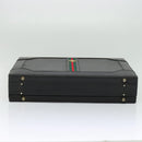 GUCCI Web Sherry Line Attache case Hand Bag Leather Red Black Green Auth EC515-5