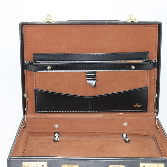 GUCCI Web Sherry Line Attache case Hand Bag Leather Red Black Green Auth EC515