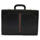 GUCCI Web Sherry Line Attache case Hand Bag Leather Red Black Green Auth EC515-2