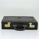 GUCCI Web Sherry Line Attache case Hand Bag Leather Red Black Green Auth EC515-6