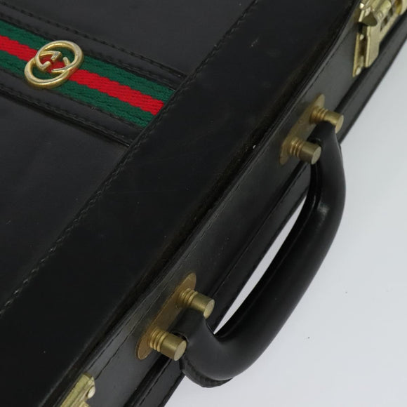 GUCCI Web Sherry Line Attache case Hand Bag Leather Red Black Green Auth EC515