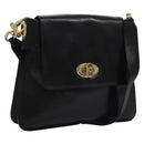 CELINE Shoulder Bag Leather Black Gold Auth EC517-1