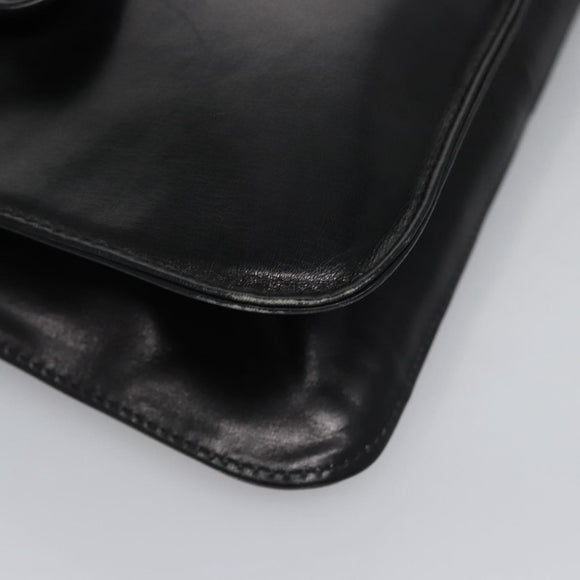 CELINE Shoulder Bag Leather Black Gold Auth EC517