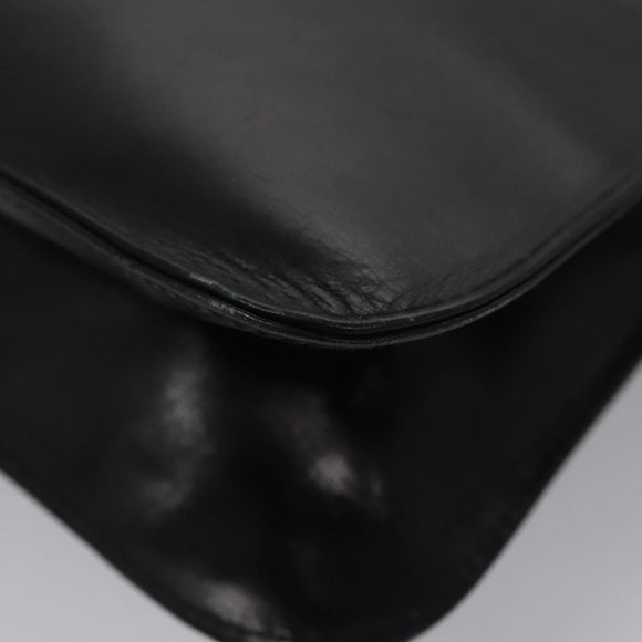 CELINE Shoulder Bag Leather Black Gold Auth EC517