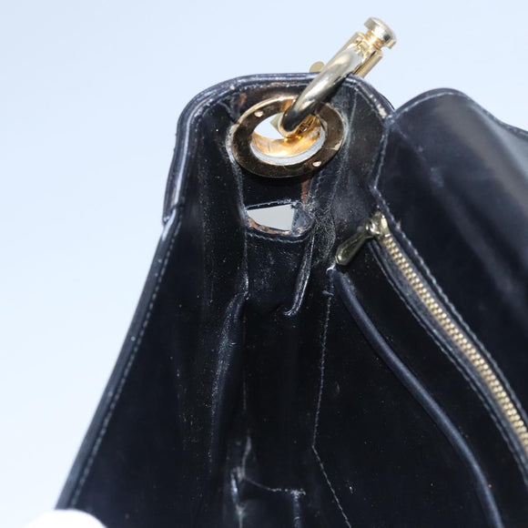 CELINE Shoulder Bag Leather Black Gold Auth EC517