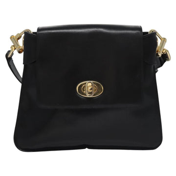 CELINE Shoulder Bag Leather Black Gold Auth EC517 - 0