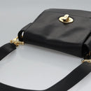 CELINE Shoulder Bag Leather Black Gold Auth EC517-6