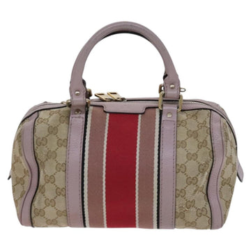 GUCCI GG Canvas Sherry Line Boston Bag 2way Beige Pink Red 269876 Auth EC526 - 0