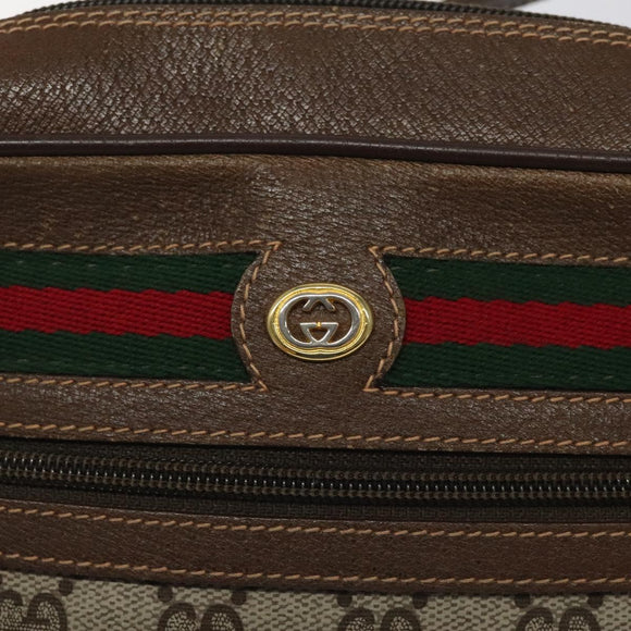 GUCCI GG Supreme Web Sherry Line Bag PVC Beige Gold Red 56 02 087 Auth EC527