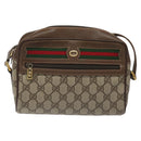 GUCCI GG Supreme Web Sherry Line Bag PVC Beige Gold Red 56 02 087 Auth EC527-2