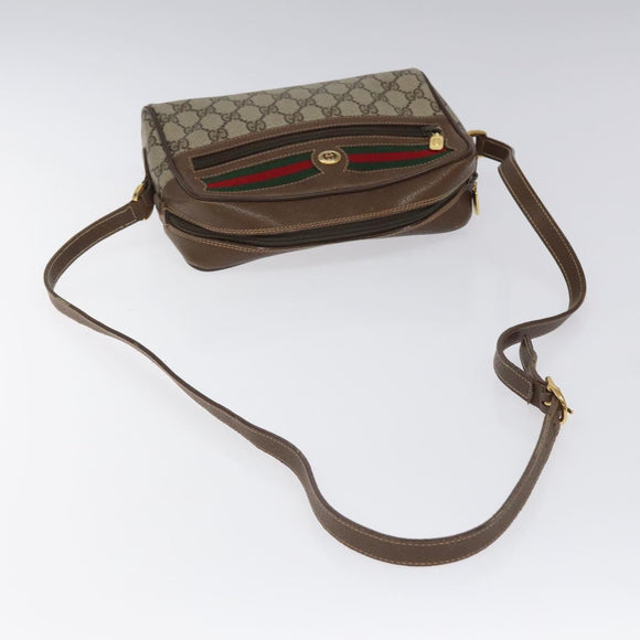 GUCCI GG Supreme Web Sherry Line Bag PVC Beige Gold Red 56 02 087 Auth EC527