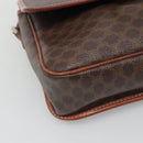 CELINE Macadam Canvas Circle Shoulder Bag PVC Leather Brown Gold Auth EC528-15