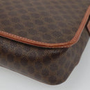 CELINE Macadam Canvas Circle Shoulder Bag PVC Leather Brown Gold Auth EC528-16