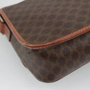 CELINE Macadam Canvas Circle Shoulder Bag PVC Leather Brown Gold Auth EC528-9