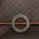 CELINE Macadam Canvas Circle Shoulder Bag PVC Leather Brown Gold Auth EC528-17
