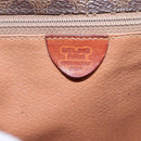 CELINE Macadam Canvas Circle Shoulder Bag PVC Leather Brown Gold Auth EC528-12