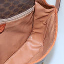 CELINE Macadam Canvas Circle Shoulder Bag PVC Leather Brown Gold Auth EC528-18