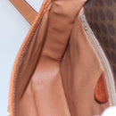 CELINE Macadam Canvas Circle Shoulder Bag PVC Leather Brown Gold Auth EC528-19
