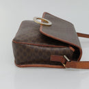 CELINE Macadam Canvas Circle Shoulder Bag PVC Leather Brown Gold Auth EC528-3