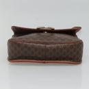 CELINE Macadam Canvas Circle Shoulder Bag PVC Leather Brown Gold Auth EC528-5
