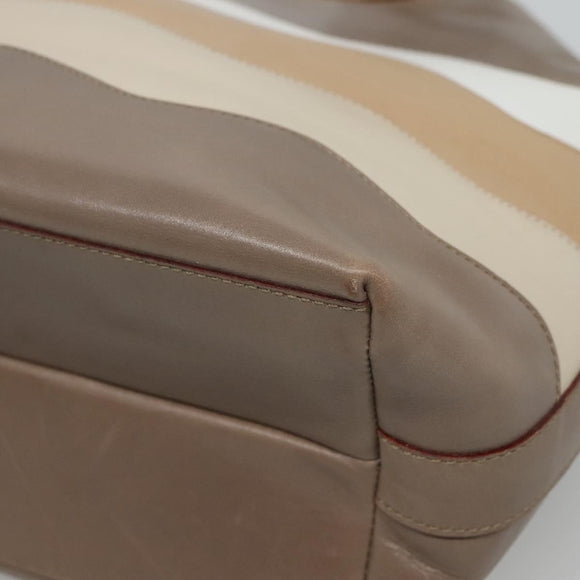 CELINE Shoulder Bag Leather Brown Gold Auth EC529