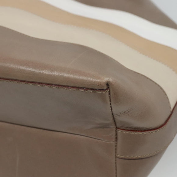 CELINE Shoulder Bag Leather Brown Gold Auth EC529